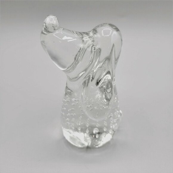 Basset Hound Dog Clear Hand Blown Glass Paperweight Figurine Bubbles 4" - Picture 1 of 7